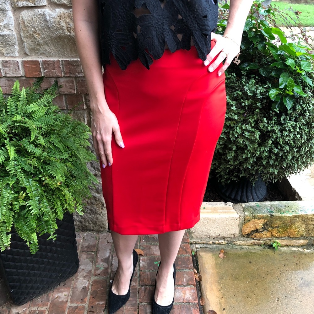 The Limited- Cherry Red Pencil Skirt